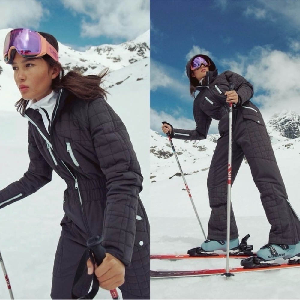 Free People All Prepped Quilted Waterproof Snowsuit Ski Suit in Black NWOT